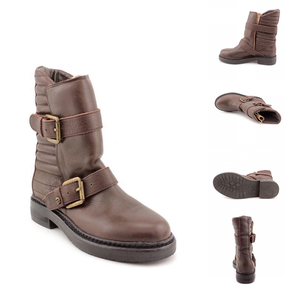 Zadig & Voltaire Moto Boots Ginger BRNLEA NIB NWT